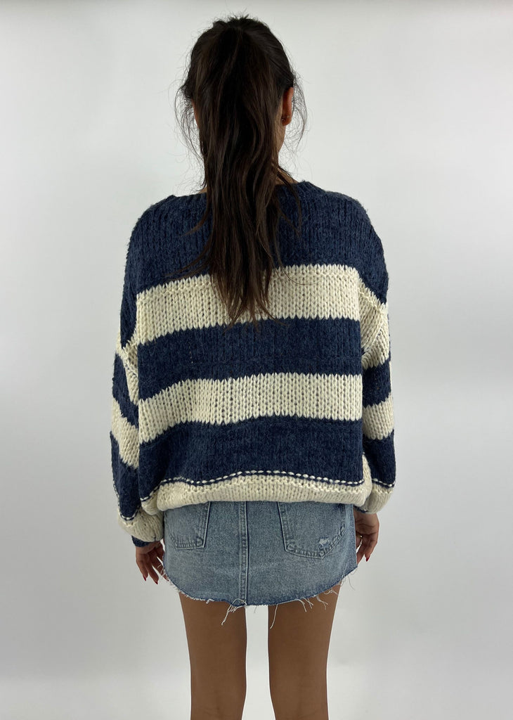 Best Time To Wear A Striped Sweater ★ Blue and Ivory