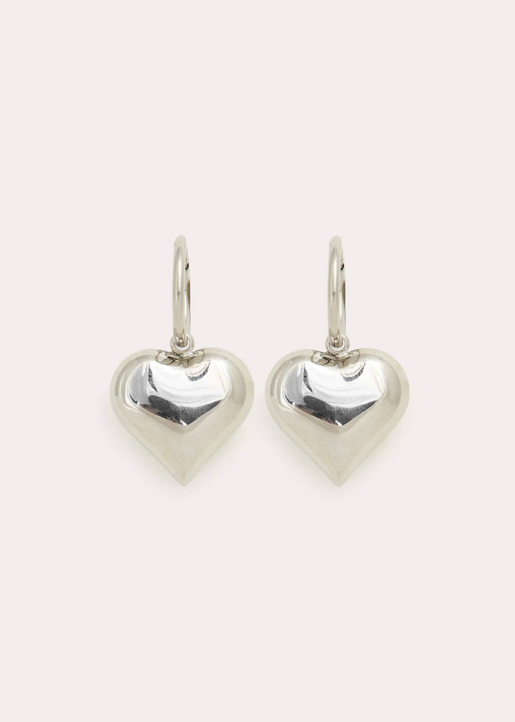 silver oversized heart pendant hoop earrings stainless steel edgy women's fashion statement jewelry