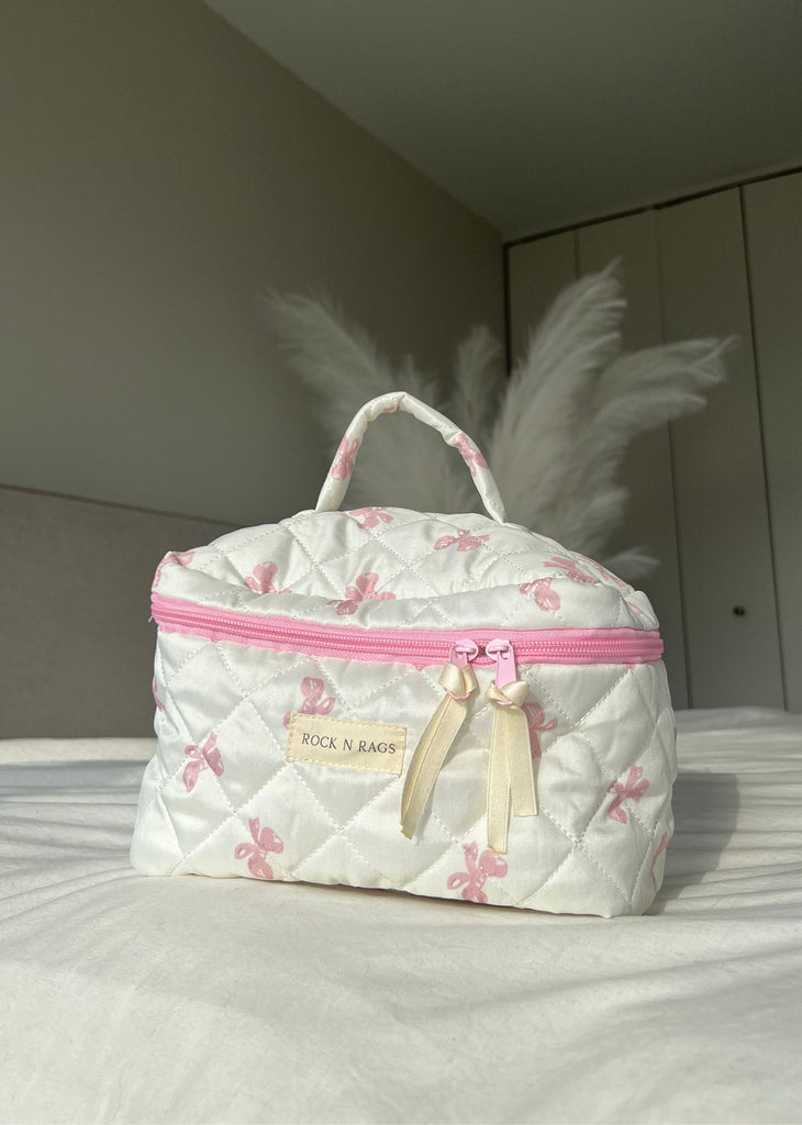 Rock N Rags Quilted Makeup Bag ★ Pink Bow