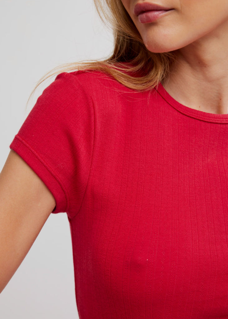 Free People Wait A Minute Baby Tee ★ Red