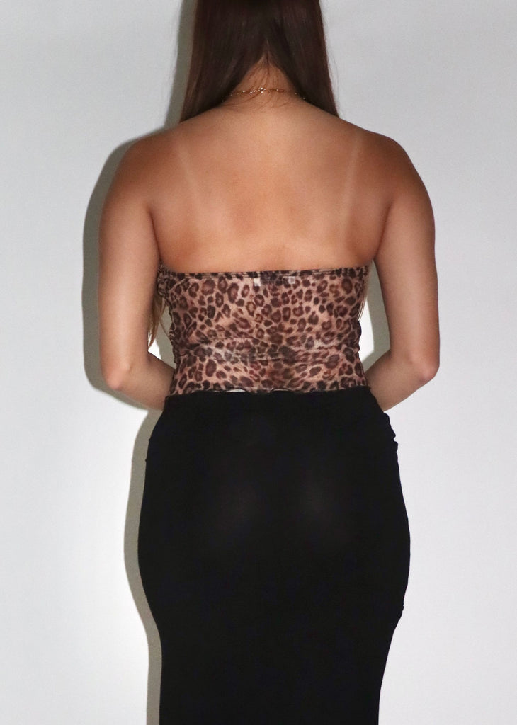 strapless tie cheetah leopard tube top