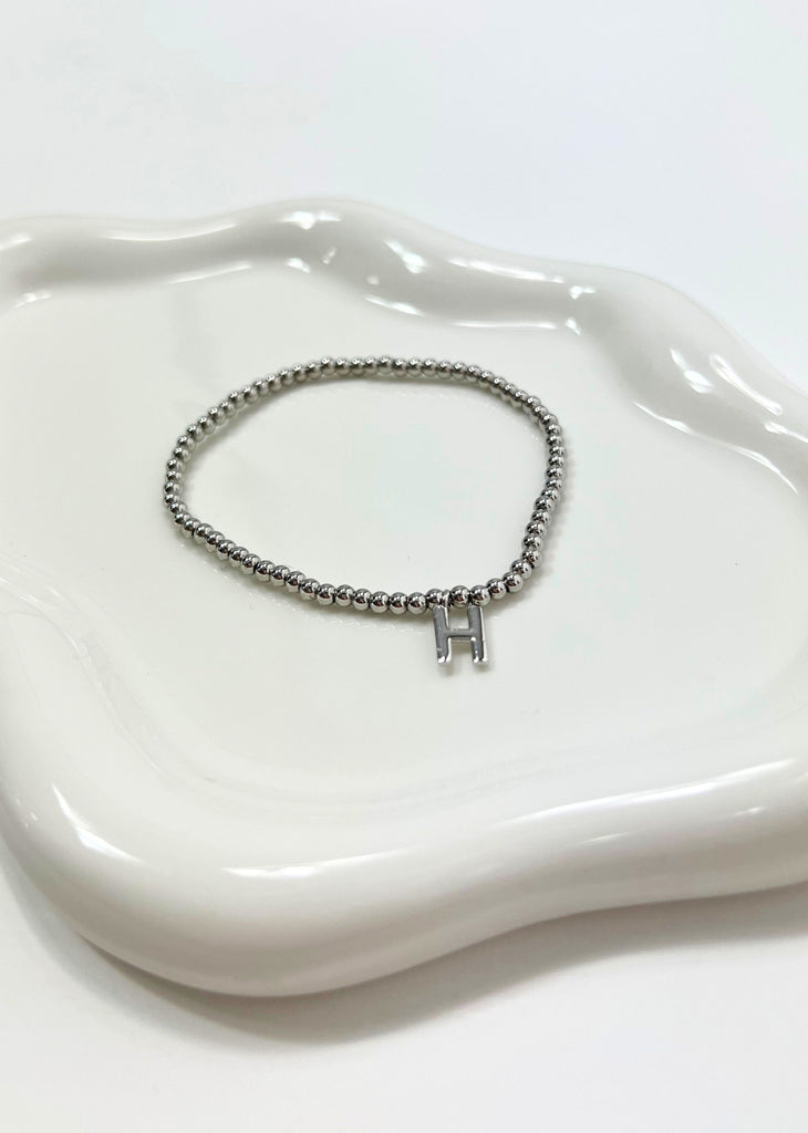 Beaded Initial Bracelet ★ Silver