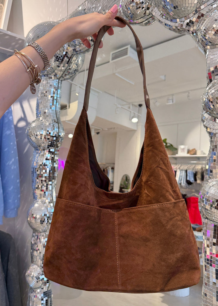 Faux Suede Boho Shoulder Bag  ★ Brown