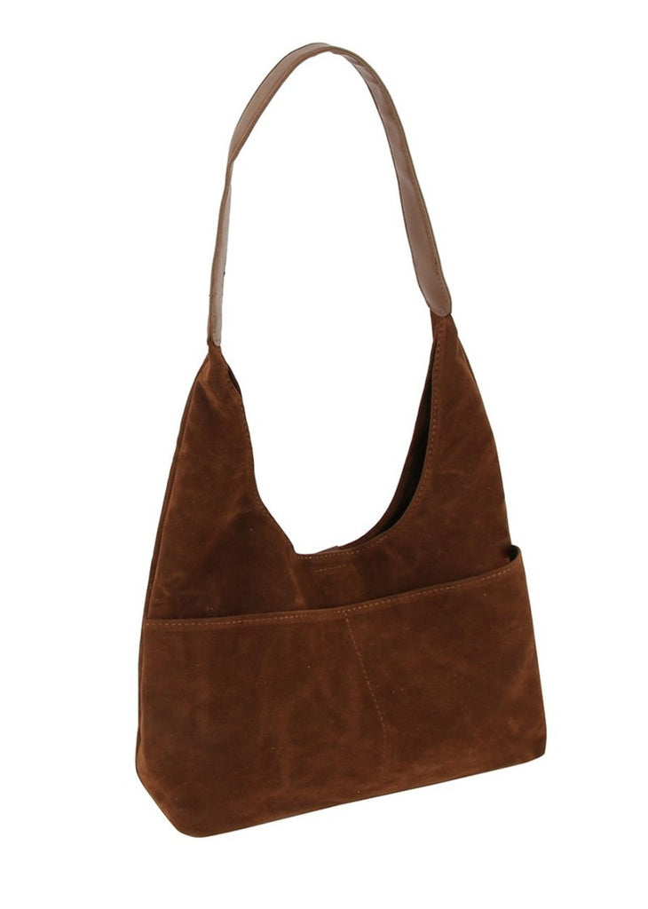 Faux Suede Boho Shoulder Bag  ★ Brown