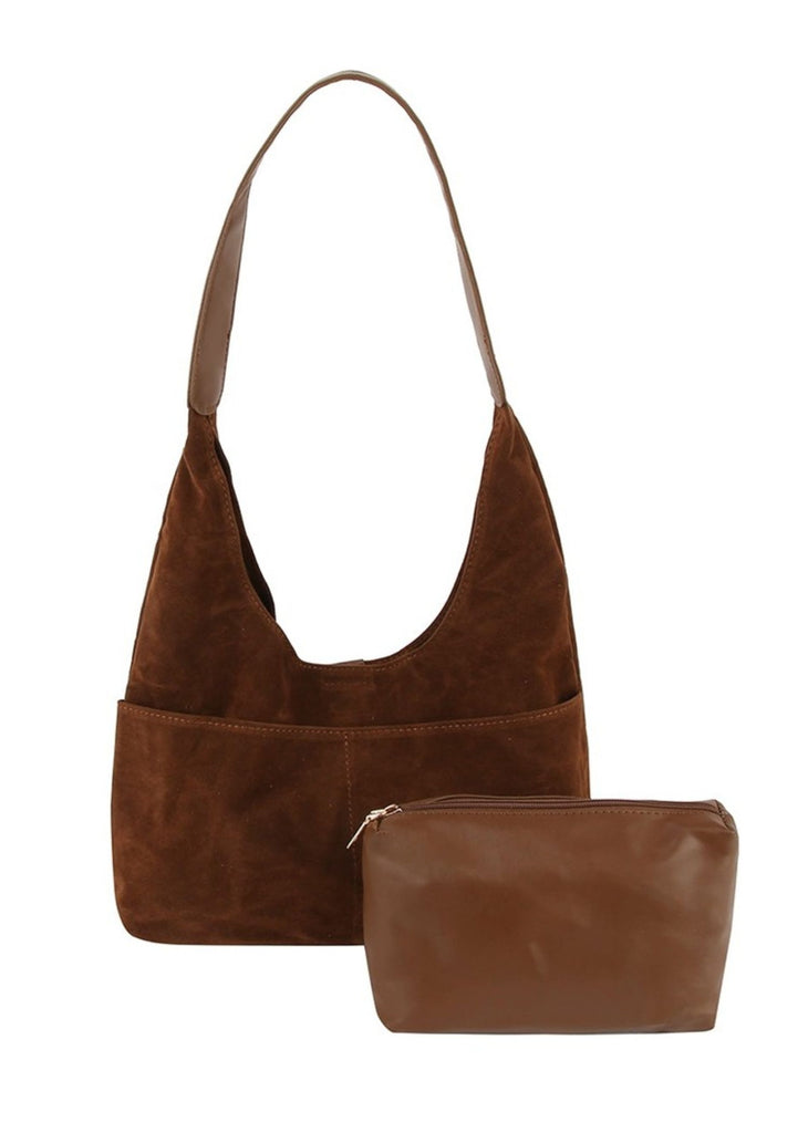 Faux Suede Boho Shoulder Bag  ★ Brown