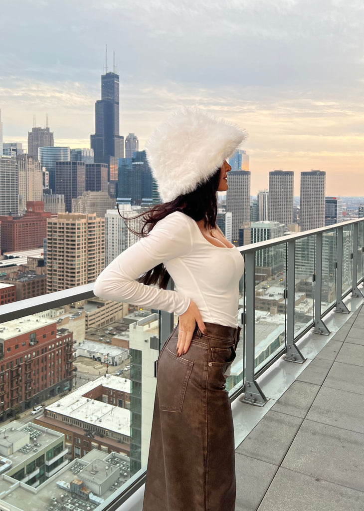 Faux Fur Bucket Hat ★ White