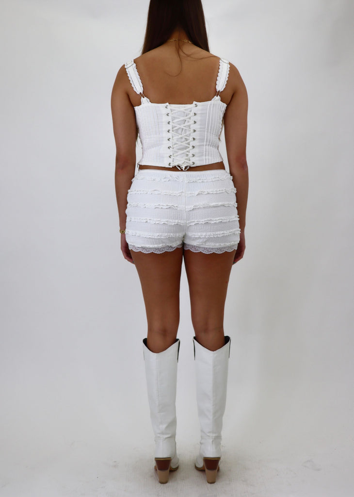 white lace shorts baby doll ruffle micro shorts festival stretchy lined shorts bloomers