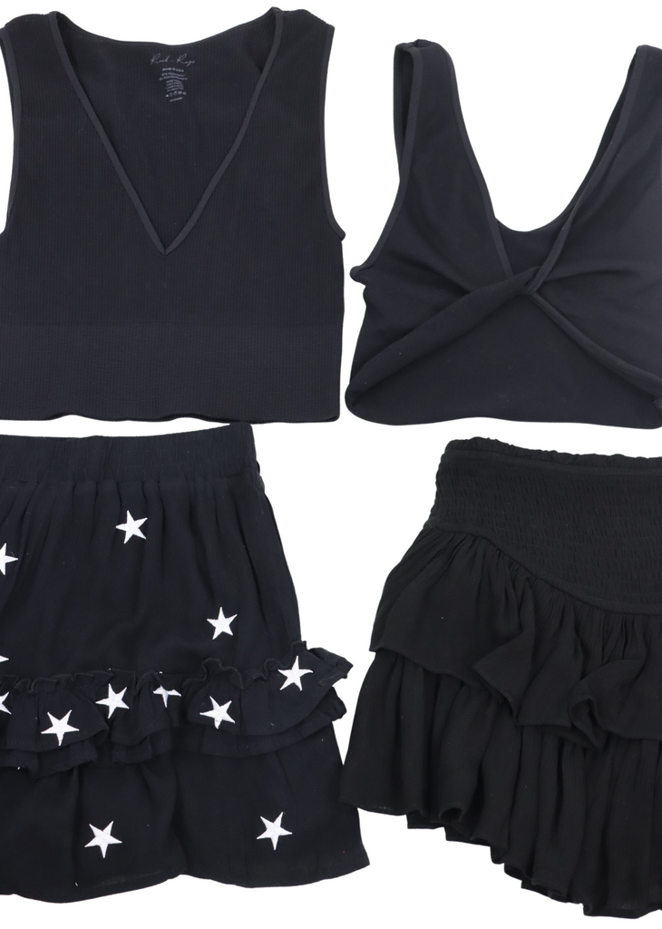 black take the plunge, twist and shout, sunshine daydream skirt, dancing in the moonlight skirt