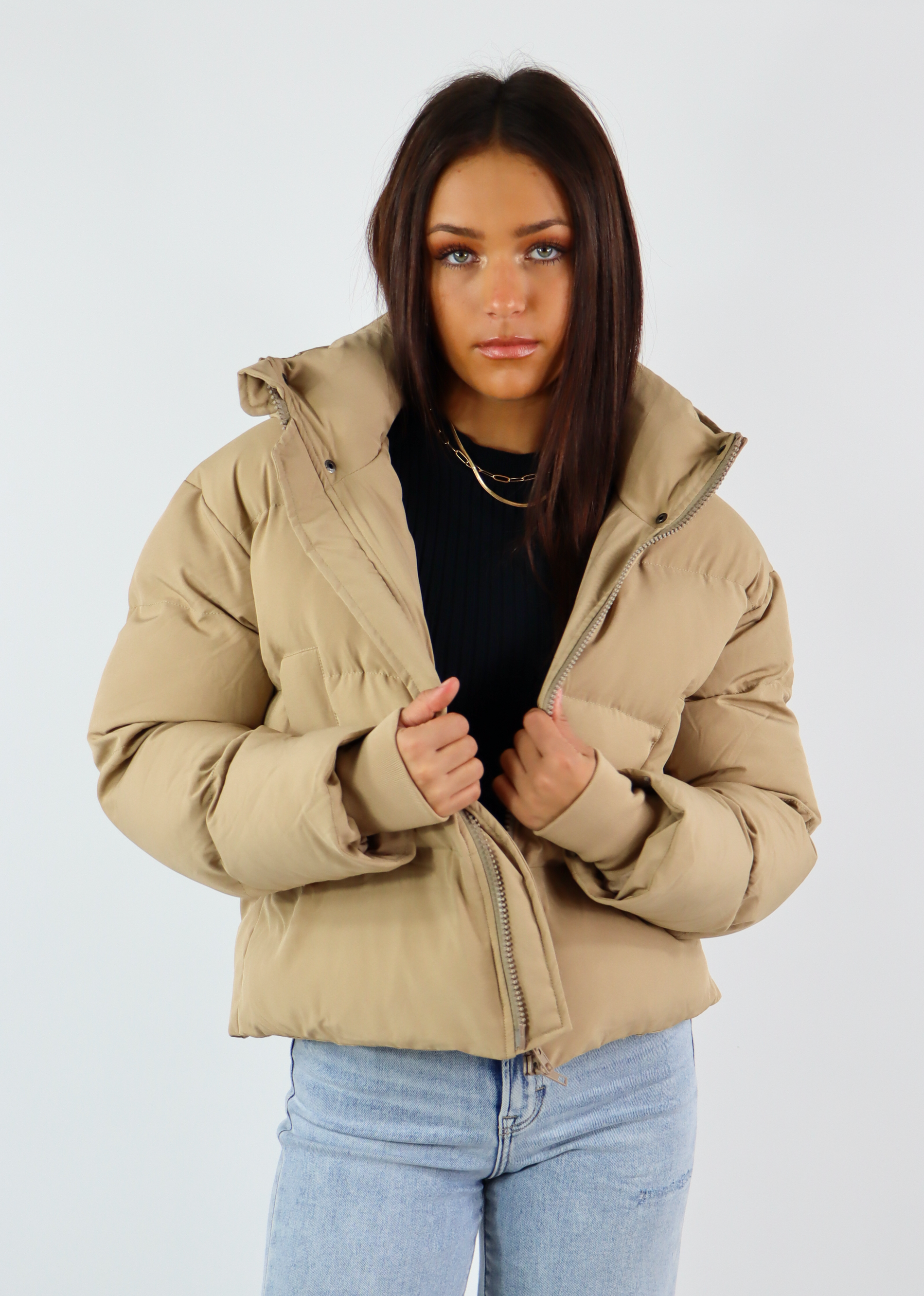 Little Lies Puffer Jacket Camel