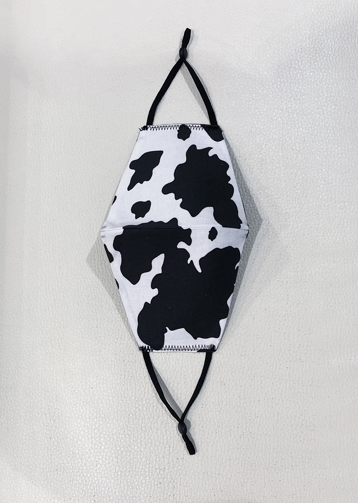 Black and White Cow Print COVID19 Coronavirus Protective Face Shield Mask 