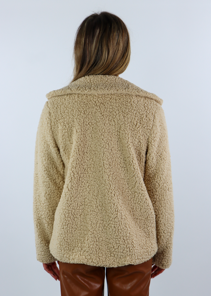 Tan Fuzzy Collared Open Jacket With Pockets Without You Jacket - Rock N Rags