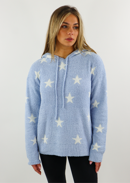 大人気新品  31102LightBlueFuzzyHoodieWithW トップス