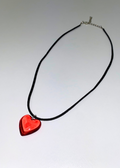 red crystal heart necklace stainless steel clasp felt chain with claw closure and extender edgy women's fashion jewelry