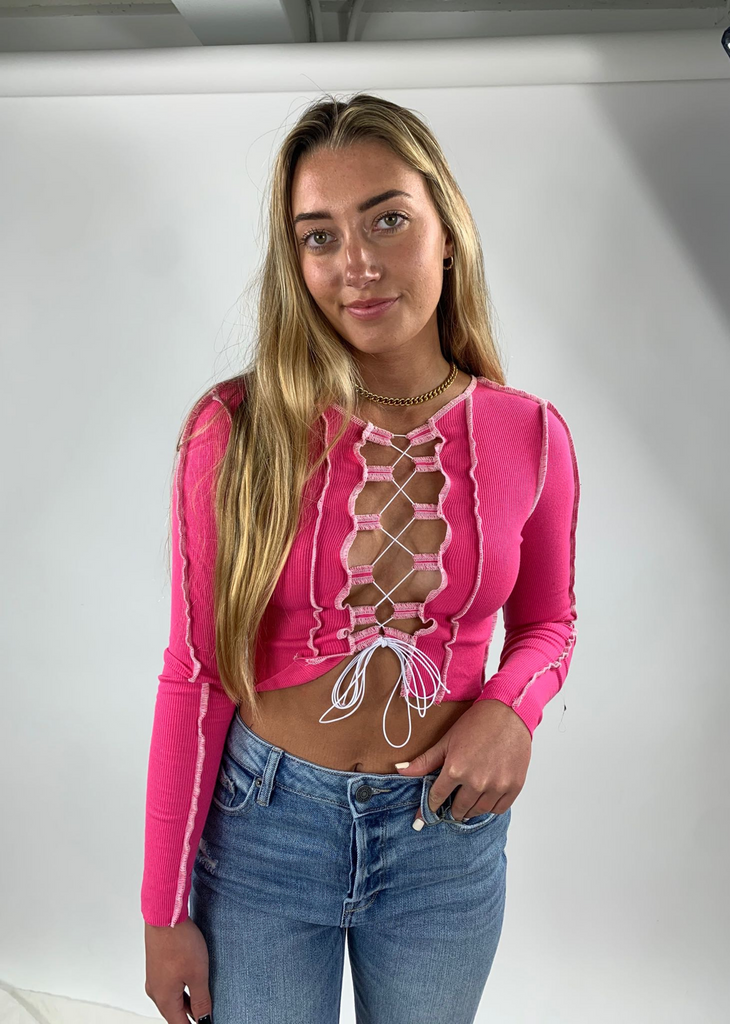 Gimme What I Want Long Sleeve Top ★ Hot Pink