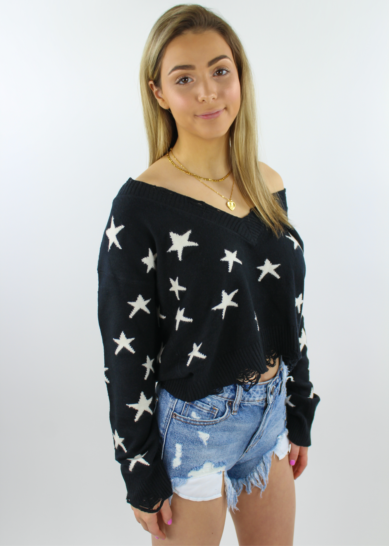 Black sweater white stars best sale