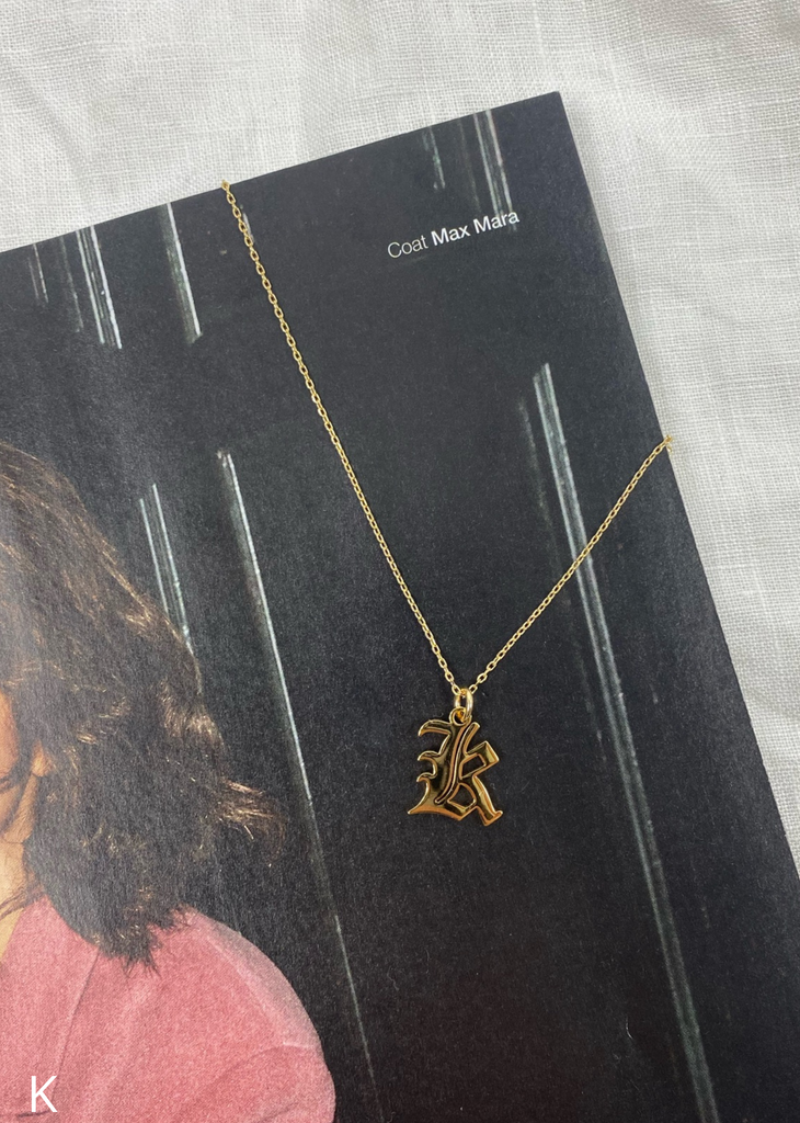 Old English Initial Necklace ★ Gold