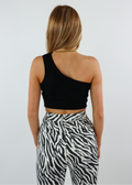 Black One Shoulder Cutout Crop Tank Top That's What I Want Tank - Rock N Rags