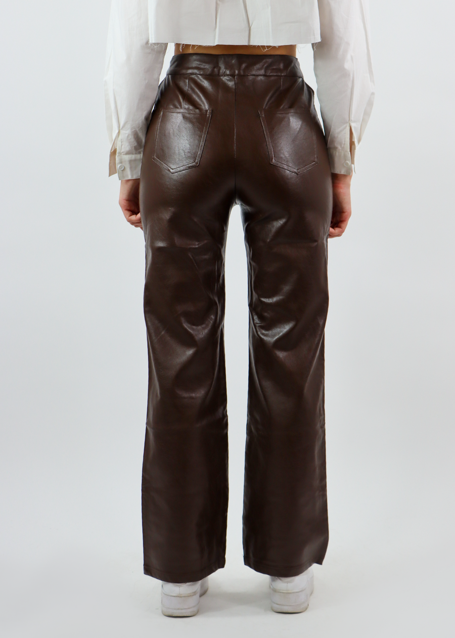 Faux-leather straight-leg cargo pant, Twik