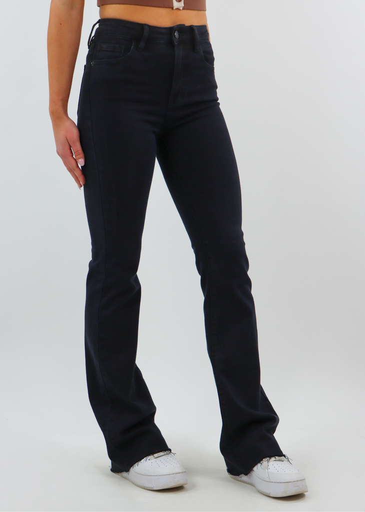 Black High Waisted Straight Leg Denim Life Of The Party Jeans - Rock N Rags