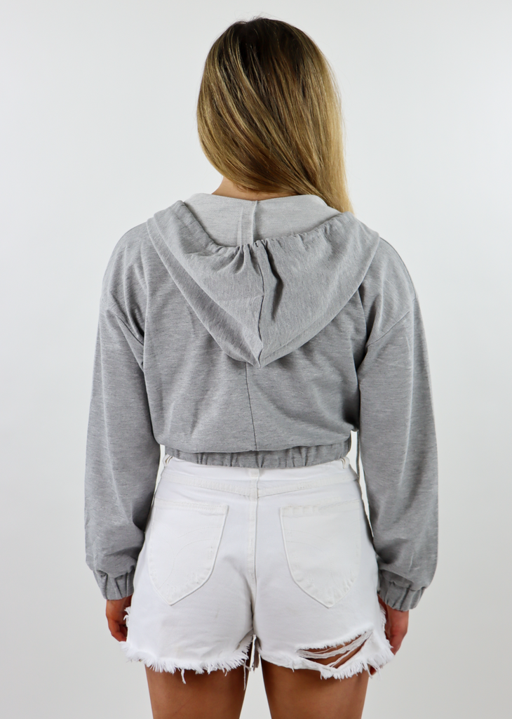 grey, cropped, zipper, hoodie - Rock N Rags
