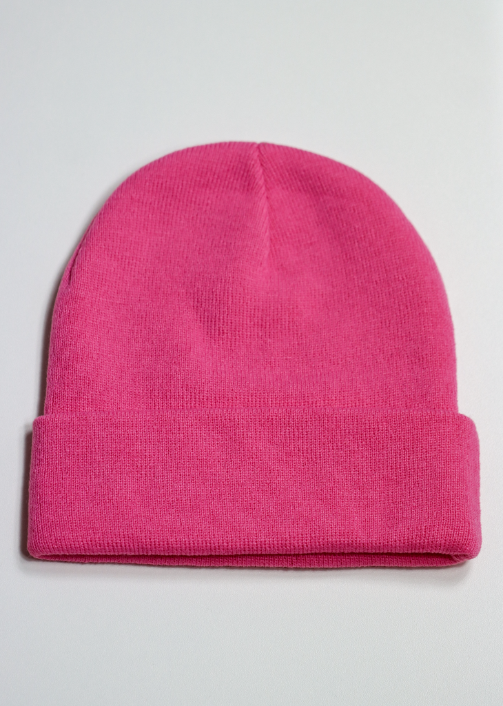 Boys Lie Hot Pink Ribbed Beanie With Angel Graphic Patch On Front V2 Beanie - Rock N Rags