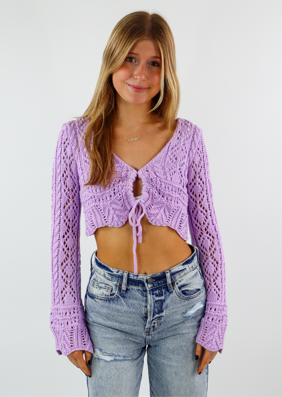 Cropped 2025 tie sweater