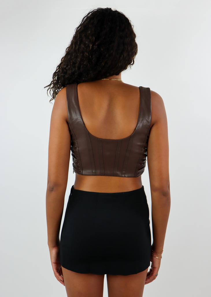 We Got That Cool Leather Corset Tank ★ Brown