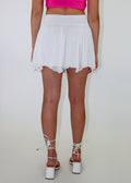 white smocked waist asymmetrical doubled layered ruffle skirt casual flowy high waisted spring summer women's clothing
