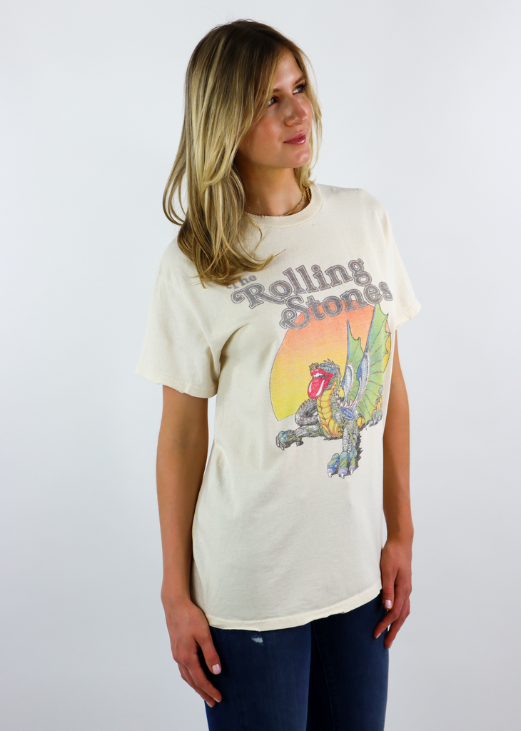 Rolling Stones Dragon Thrifted Graphic Tee ★ Off White