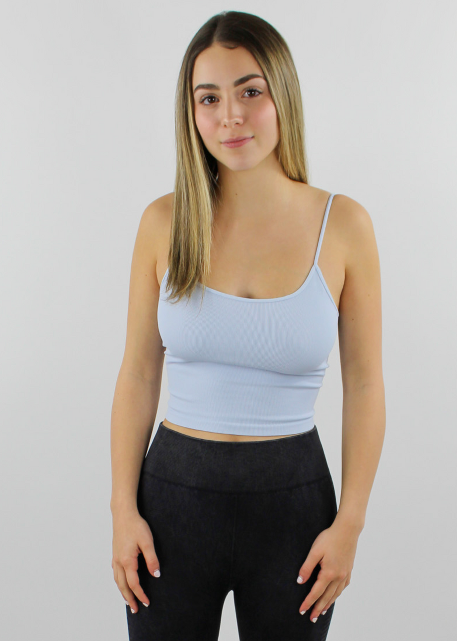 Work It Out Low Back Tank Top Baby Blue Rock N Rags