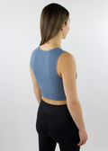 Take The Plunge V-Neck Crop Top ★ Dusty Blue - Rock N Rags