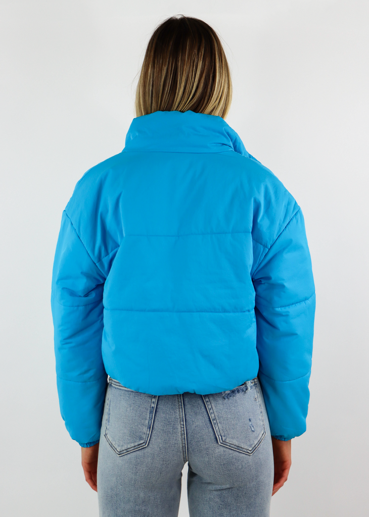 Raindrops Puffer Jacket ★ Neon Blue
