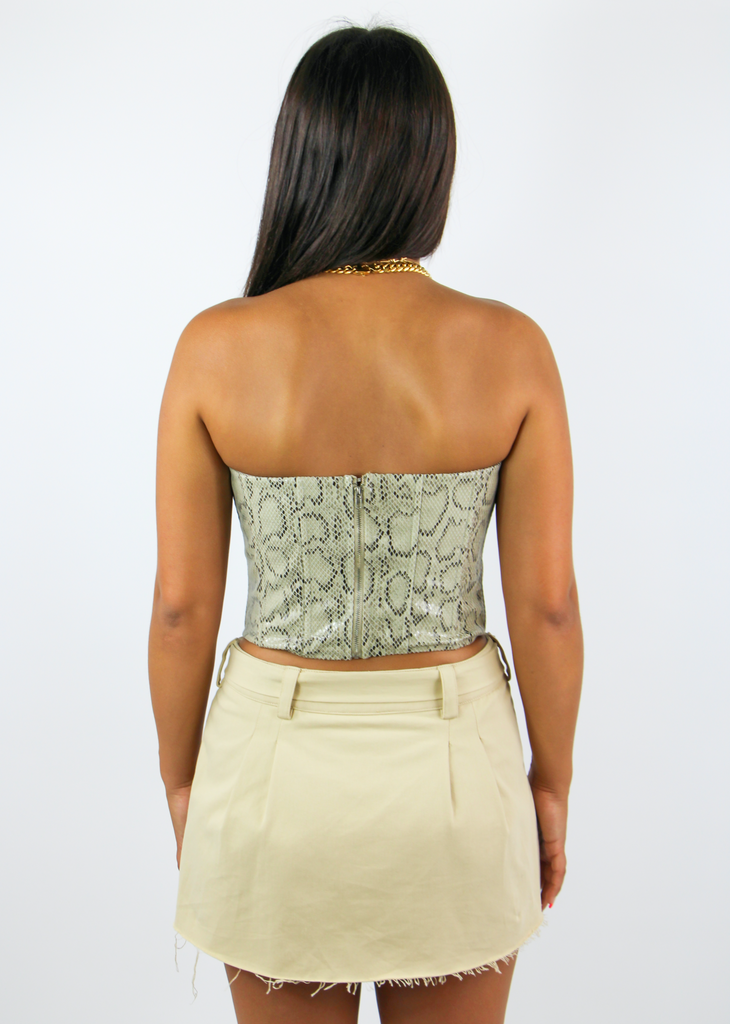 Wait For You Corset Top ★ Cream Snakeskin