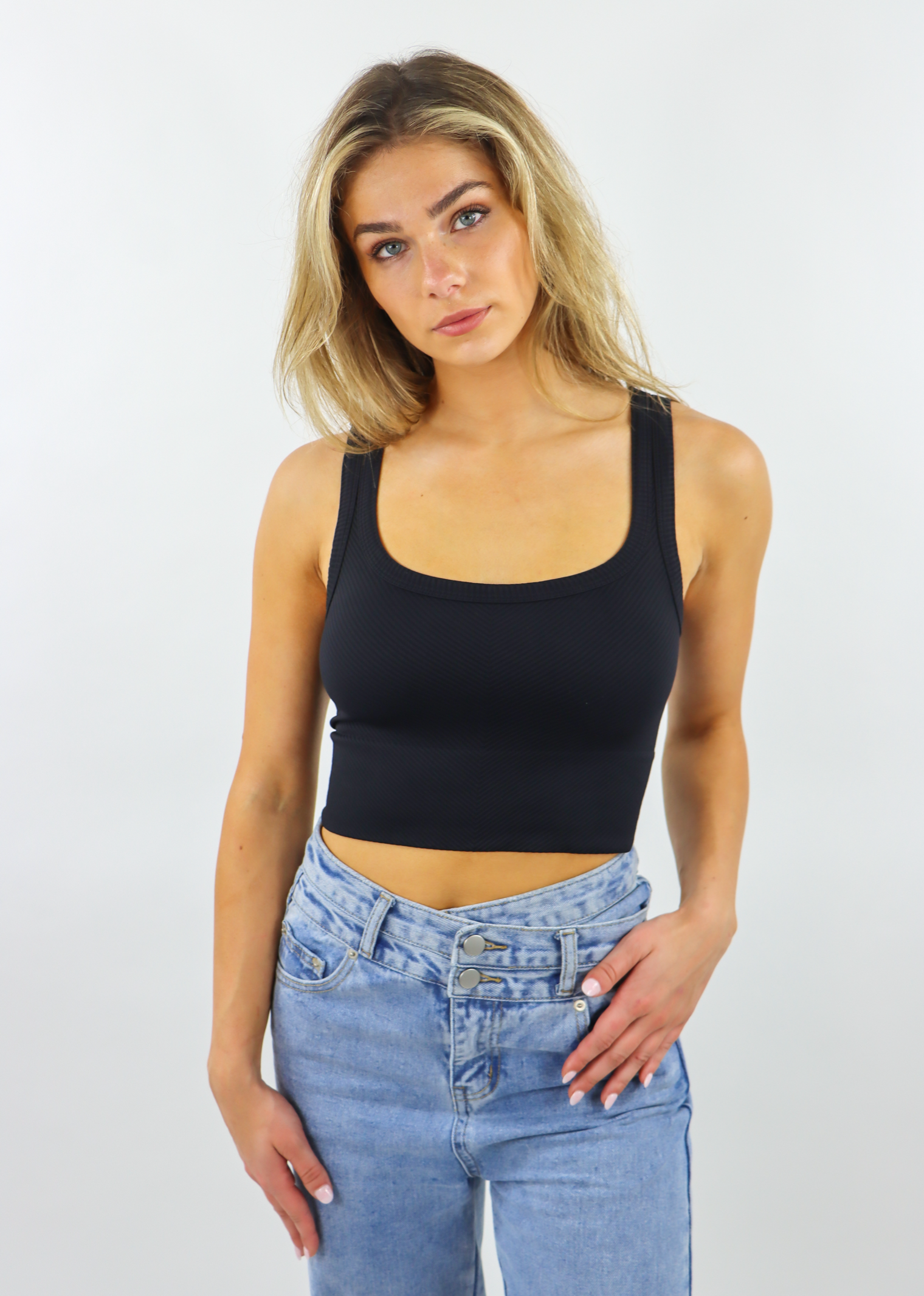Express Women's Ribbed Square Neck Crop Top