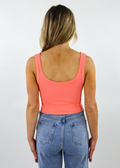 spill the tea coral seamless chevron ribbed scoop neck stretchy crop tank top - Rock N Rags