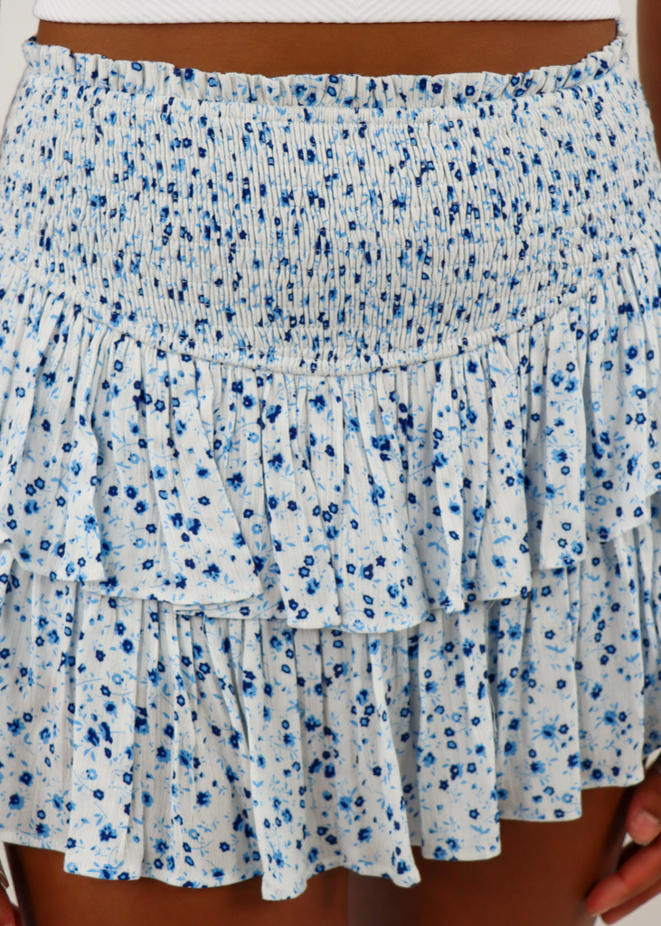 Sunshine Daydream Skirt ★ White & Blue Floral