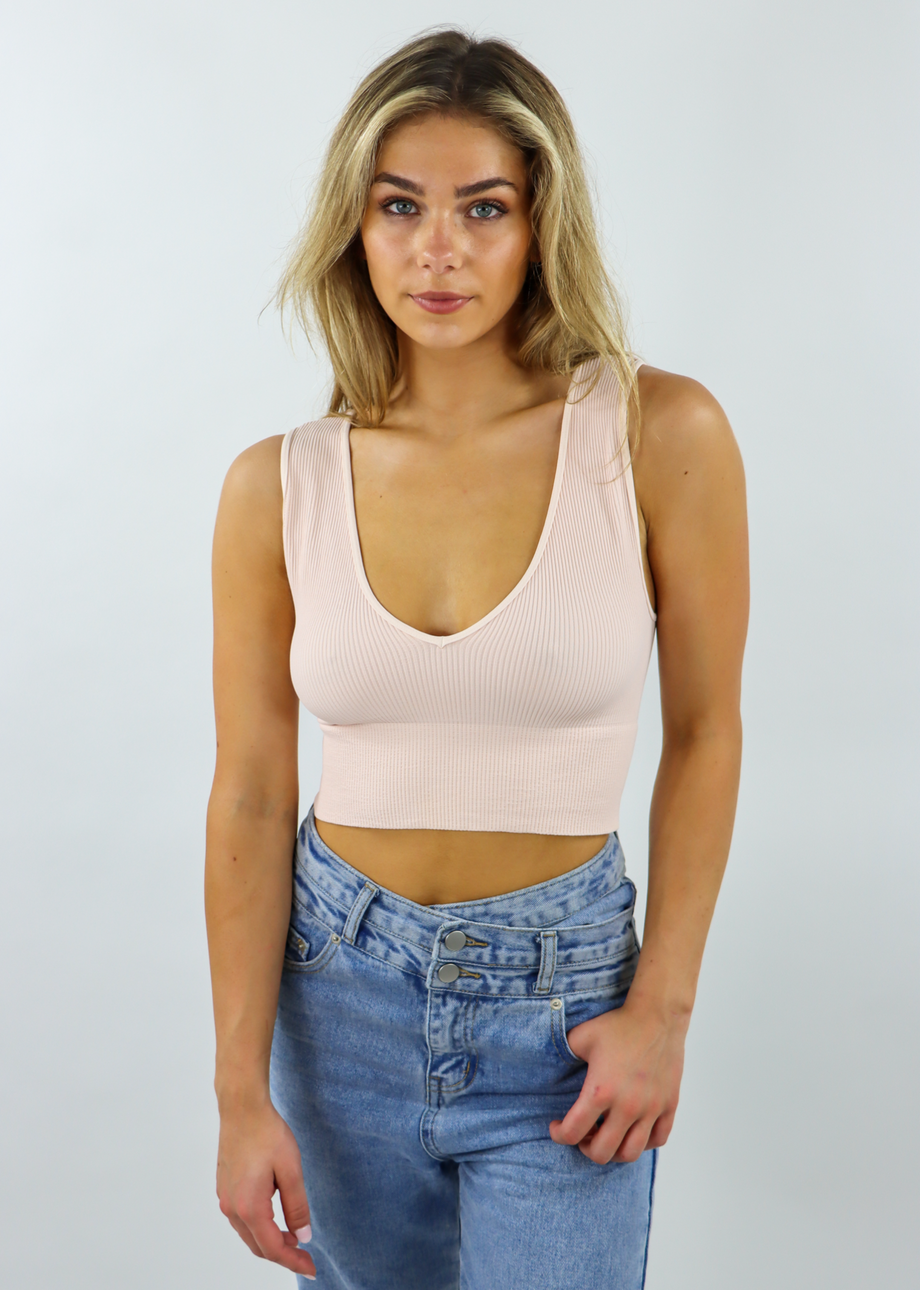 Take The Plunge V-Neck Crop Top ☆ Cloud Pink – Rock N Rags
