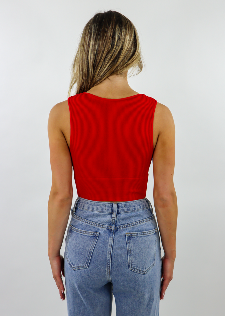 Take The Plunge V-Neck Crop Top ★ Red