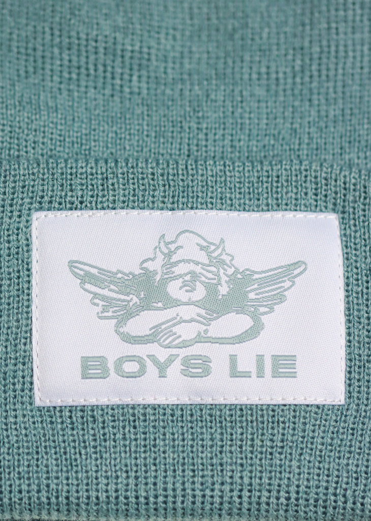 Boys Lie Teal Ribbed Beanie With Angel Graphic Patch On Front V2 Beanie - Rock N Rags