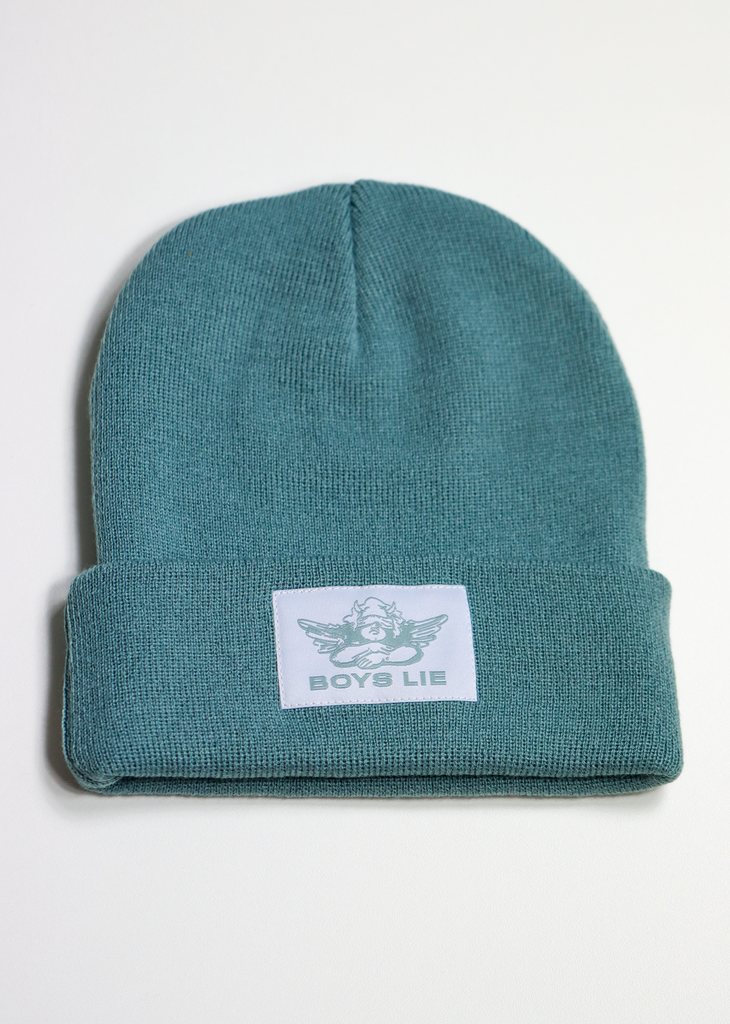 Boys Lie Teal Ribbed Beanie With Angel Graphic Patch On Front V2 Beanie - Rock N Rags