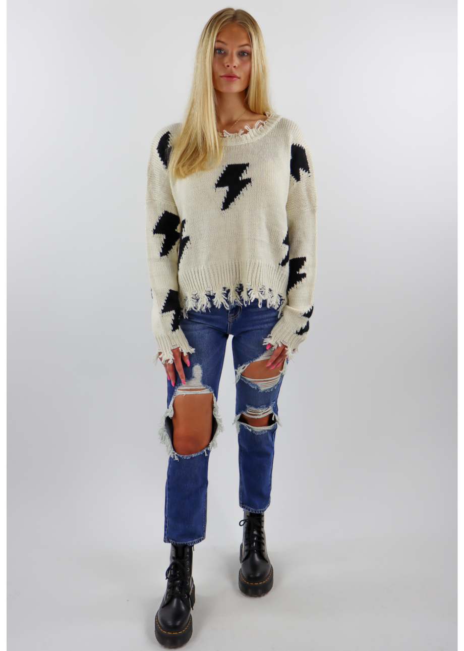 Thunderstruck Sweater Cream Rock N Rags