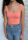 spill the tea coral seamless chevron ribbed scoop neck stretchy crop tank top - Rock N Rags